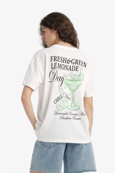 Oversize Fit Crew Neck Back Printed T-Shirt