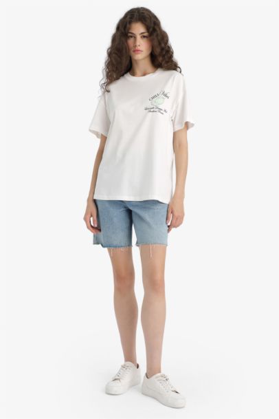 Oversize Fit Crew Neck Back Printed T-Shirt