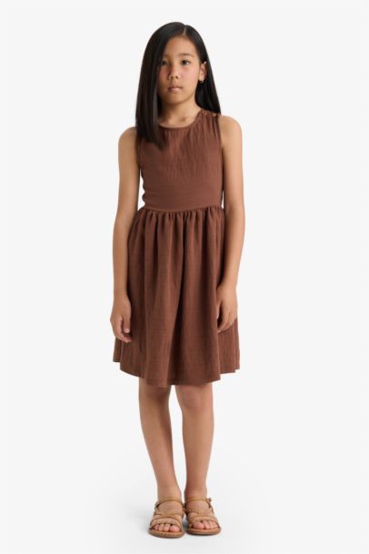 Bisiklet Yaka Askılı Yazlık Elbise Kız Çocuk