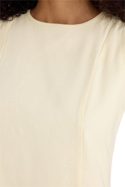 Crew Neck Linen Look Mini Dress