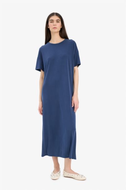 Crew Neck Modal Short Sleeve Midi Dress