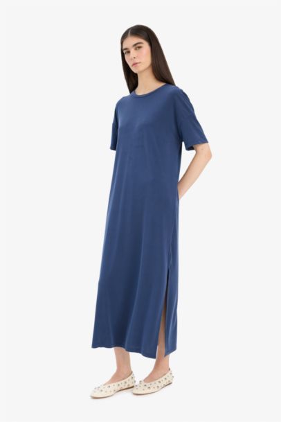 Crew Neck Modal Short Sleeve Midi Dress