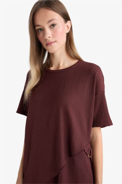 Regular Fit Crew Neck Crepe Short Sleeve T-Shirt