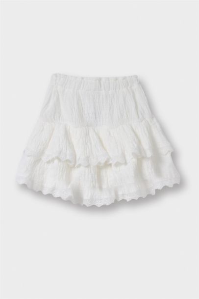 تنورة بيبي بناتي موسلين مكشكش وخصر مطاطي