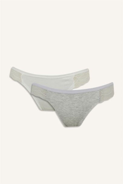 Fall in Love Lace Detailed Ribbed Brazilian Briefs