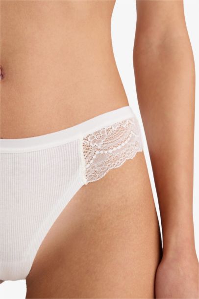 Fall in Love Lace Detailed Ribbed Brazilian Briefs