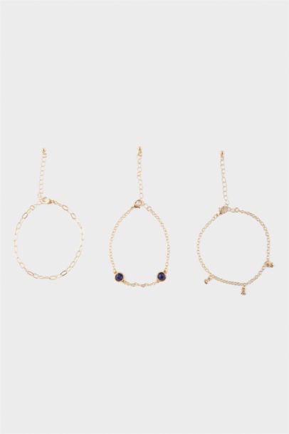 Woman 3 Piece Golden Bracelets