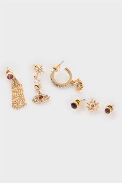 Woman 6 Piece Golden Earrings