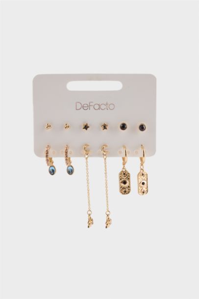 Woman 6 Piece Golden Earrings