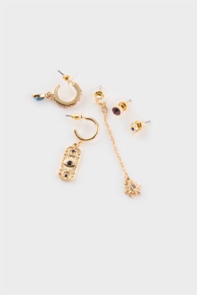 Woman 6 Piece Golden Earrings