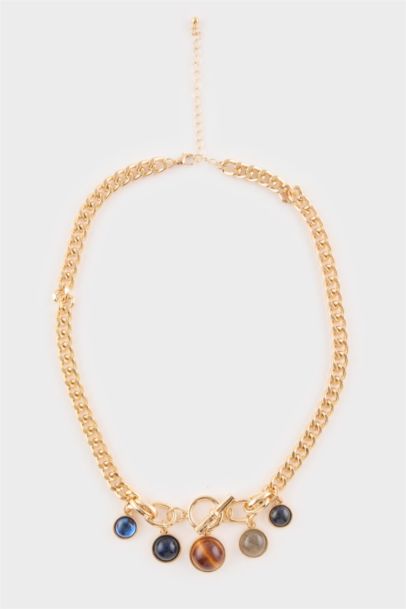 Woman Golden Necklace With Charms