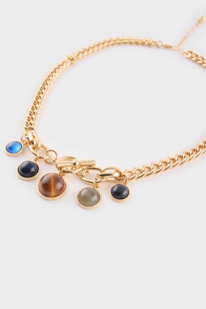 Woman Golden Necklace With Charms