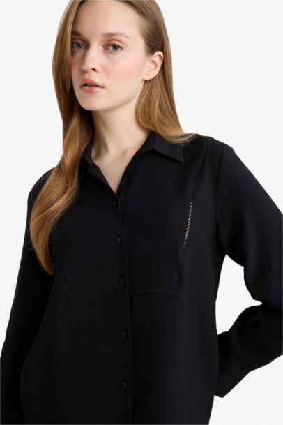 Туника Regular Fit с рубашечным воротником и длинным рукавом