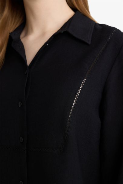 Туника Regular Fit с рубашечным воротником и длинным рукавом