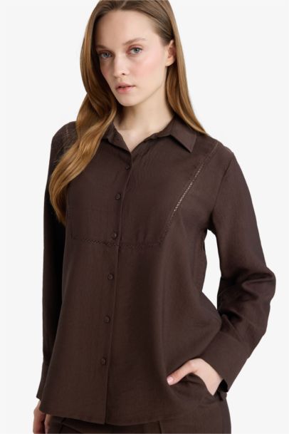 Туника Regular Fit с рубашечным воротником и длинным рукавом