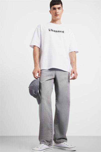 100% Cotton Baggy Fit Wide Leg Jeans