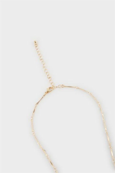 Woman Gold Necklace with colored stones