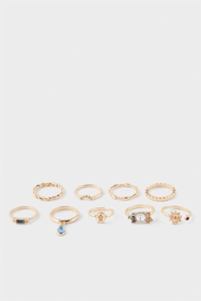 Woman 9 Piece Stones Golden Ring
