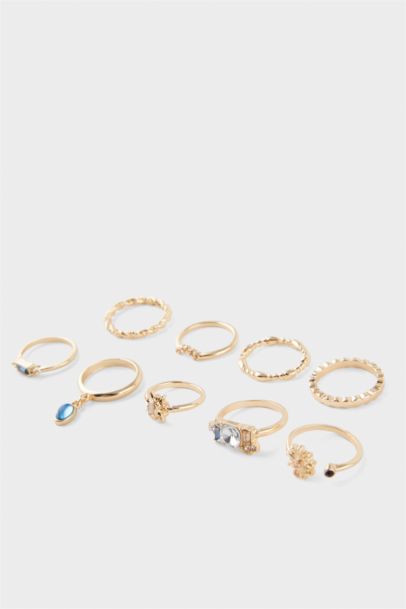 Woman 9 Piece Stones Golden Ring
