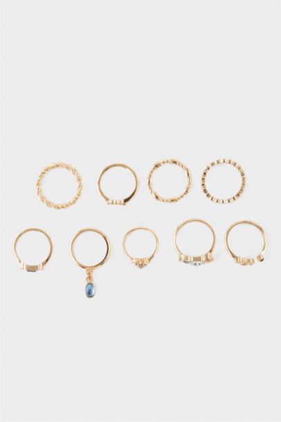 Woman 9 Piece Stones Golden Ring