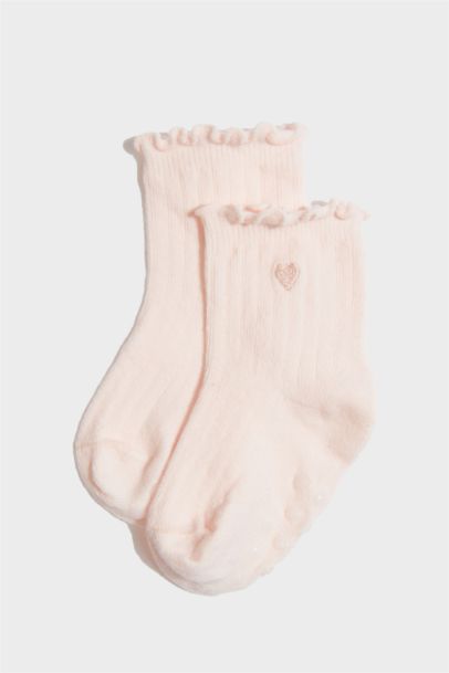 Lot de 2 Chaussettes longues en coton antidérapantes pour bébé fille