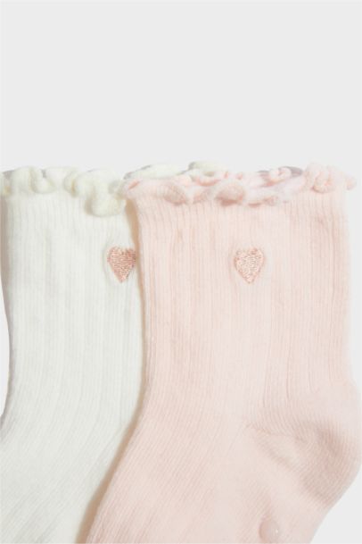 Lot de 2 Chaussettes longues en coton antidérapantes pour bébé fille