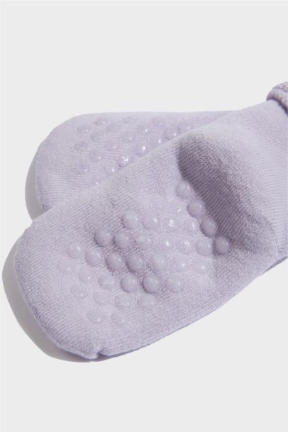 Kaydırmaz Taban 3'lü Pamuklu Uzun Çorap Kız Bebek