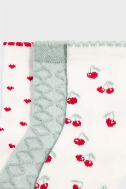 Lot de 3 Chaussettes longues coton antidérapantes pour bébé fille