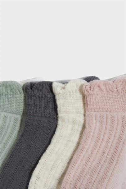 Kaydırmaz Taban 5'li Pamuklu Patik Çorap Kız Bebek
