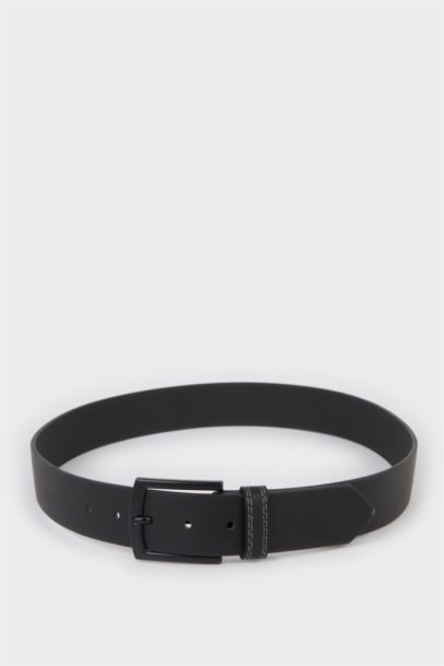 Erkek Dikdörtgen Toka Suni Deri Günlük Kemer