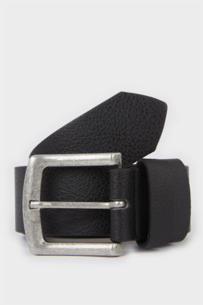 Erkek Dikdörtgen Toka Suni Deri Günlük Kemer