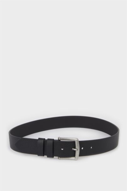 Erkek Dikdörtgen Toka Suni Deri Günlük Kemer