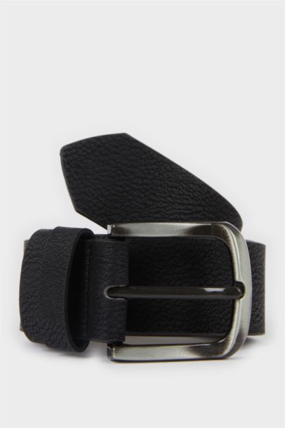 Erkek Dikdörtgen Toka Suni Deri Günlük Kemer