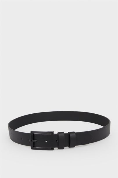 Erkek Dikdörtgen Toka Suni Deri Günlük Kemer