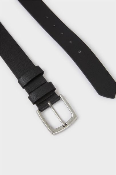 Erkek Dikdörtgen Toka Suni Deri Günlük Kemer