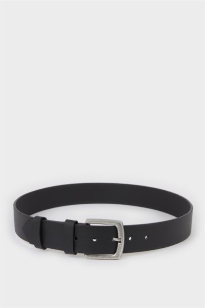 Erkek Dikdörtgen Toka Suni Deri Günlük Kemer