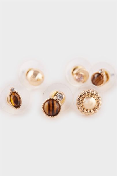 Woman 9 Piece Stone Gold Earringss