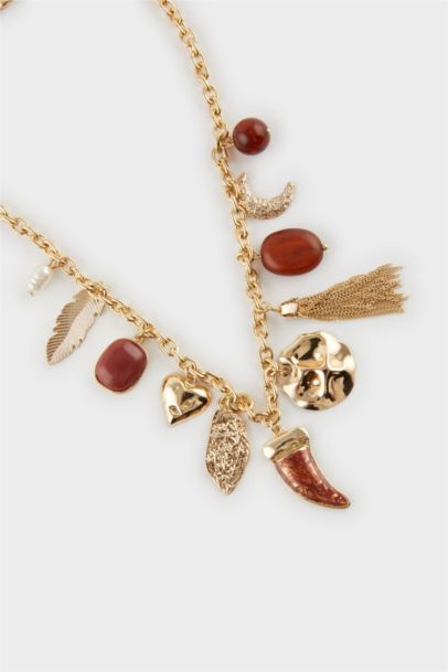 Woman Brown Stone Gold Necklace