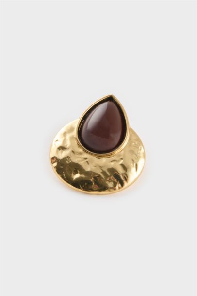 Woman Black Stone Gold Earringss