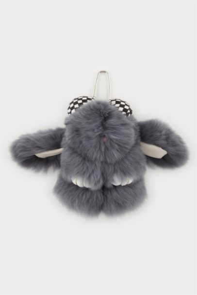 Kadın Gri Tavşan Charm Anahtarlık