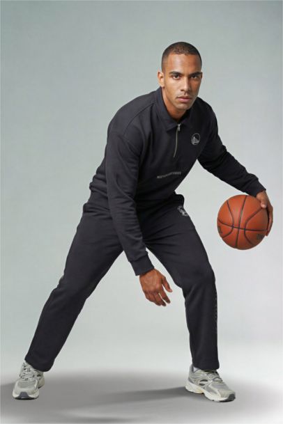 NBA Golden State Warrıors Boxy Fıt Polo Yaka Skuba Dalgıç Kumaş Sweatshirt