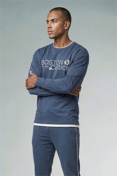 NBA Boston Celtıcs Boxy Fıt Bisiklet Yaka Skuba Dalgıç Kumaş Sweatshirt