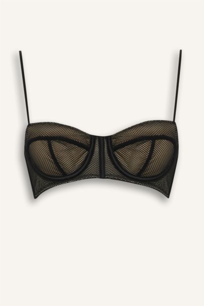 Tulle Cups, No Pads, Underwired Balconette Bra