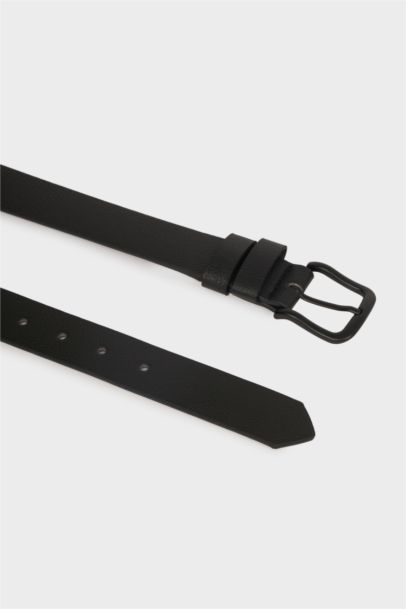 Erkek Dikdörtgen Toka Suni Deri Günlük Kemer