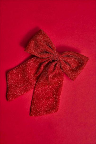 Woman Christmas Red Bow Hair Clip