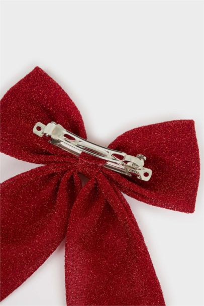 Woman Christmas Red Bow Hair Clip