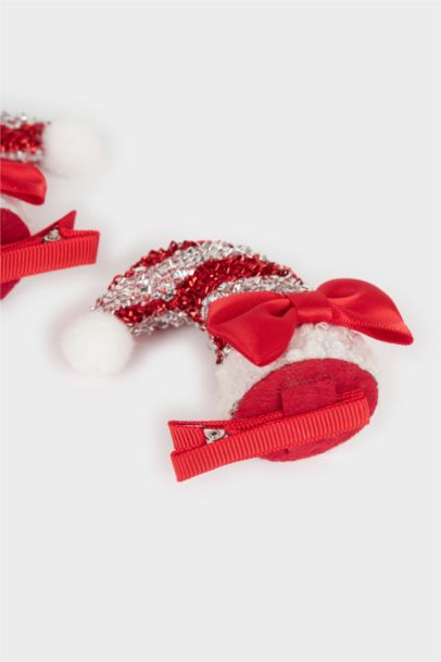 Woman 2 piece Christmas Candy Cane Themed Hair Clip