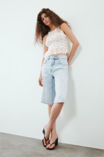 Slim Fit Tassel Detailed Knitted Tank Top