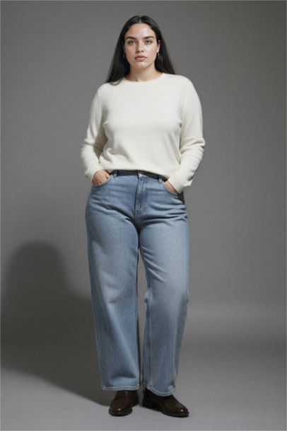 بلوز صوف قصة عادية بياخة مستديرة