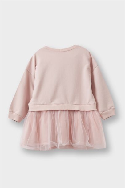 Robe en tulle imprimée licorne à manches longues pour bébé fille